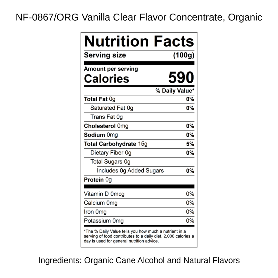 Vanilla Clear Flavor Concentrate, Organic