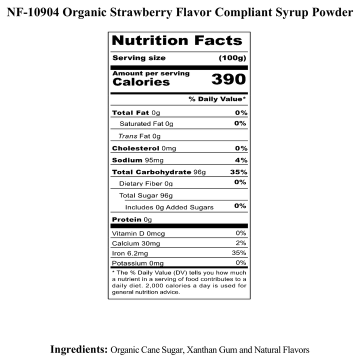 Strawberry Flavor Organic compliant Syrup for Carbonated and Noncarbonated Drinks, Powdered