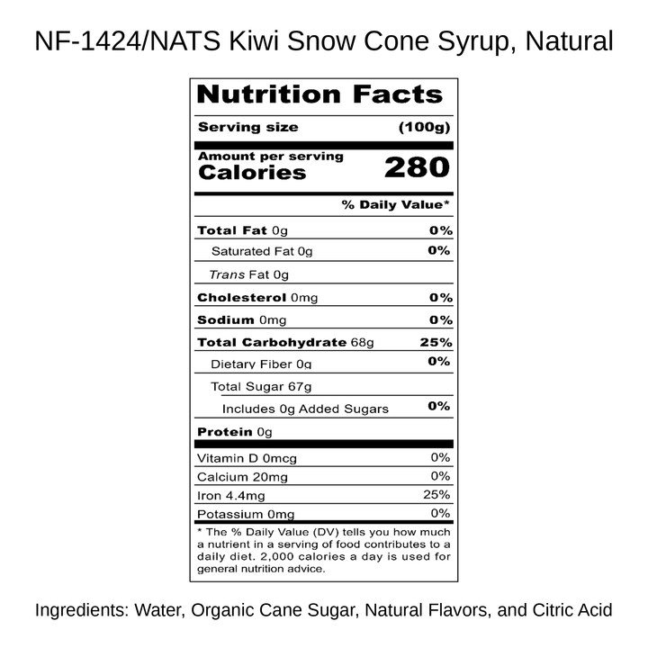 Kiwi Snow Cone Syrup, Natural