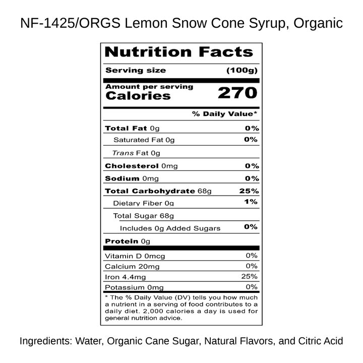 Lemon Snow Cone Syrup, Organic