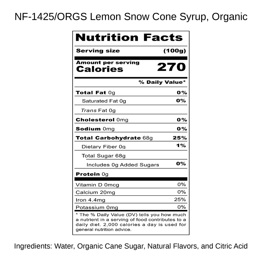 Lemon Snow Cone Syrup, Organic