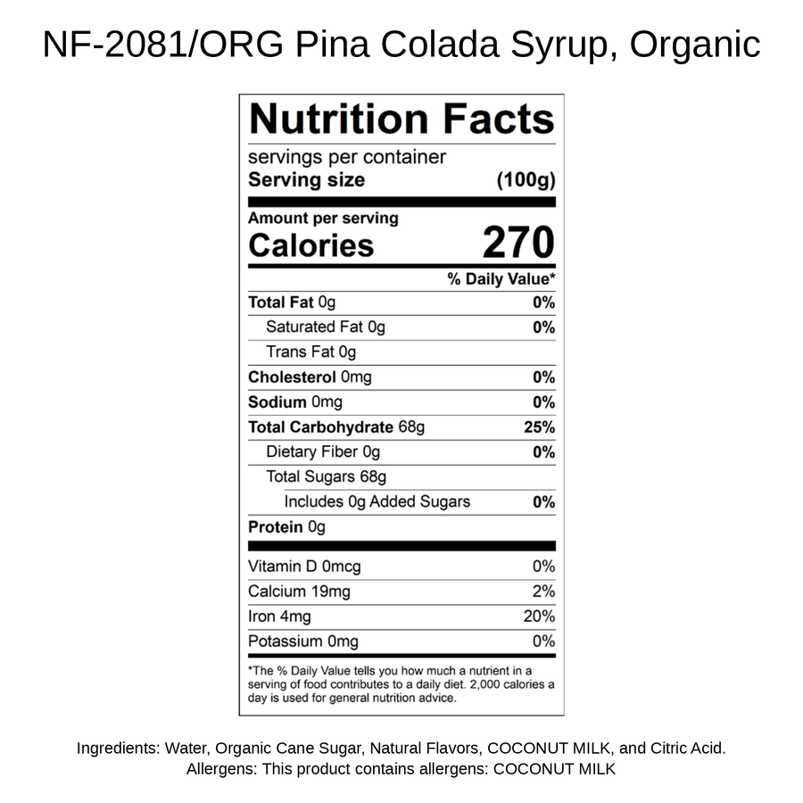 Pina Colada Syrup, Organic