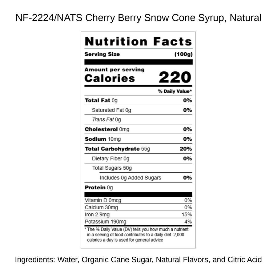 Cherry Berry Snow Cone Syrup, Natural