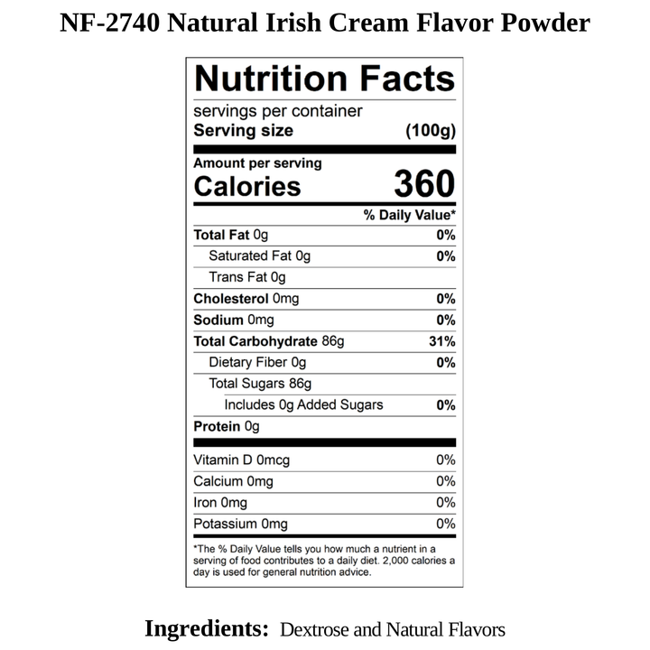 Irish Cream Flavor Powder, Natural