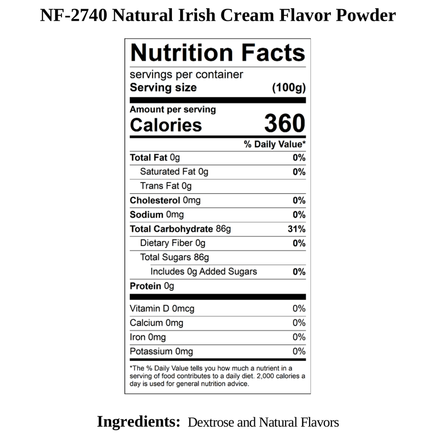 Irish Cream Flavor Powder, Natural