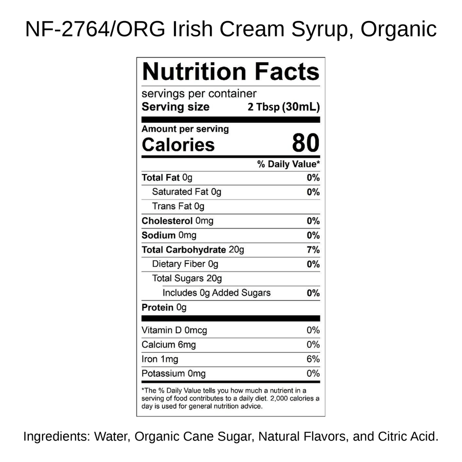 Irish Cream Syrup, Organic