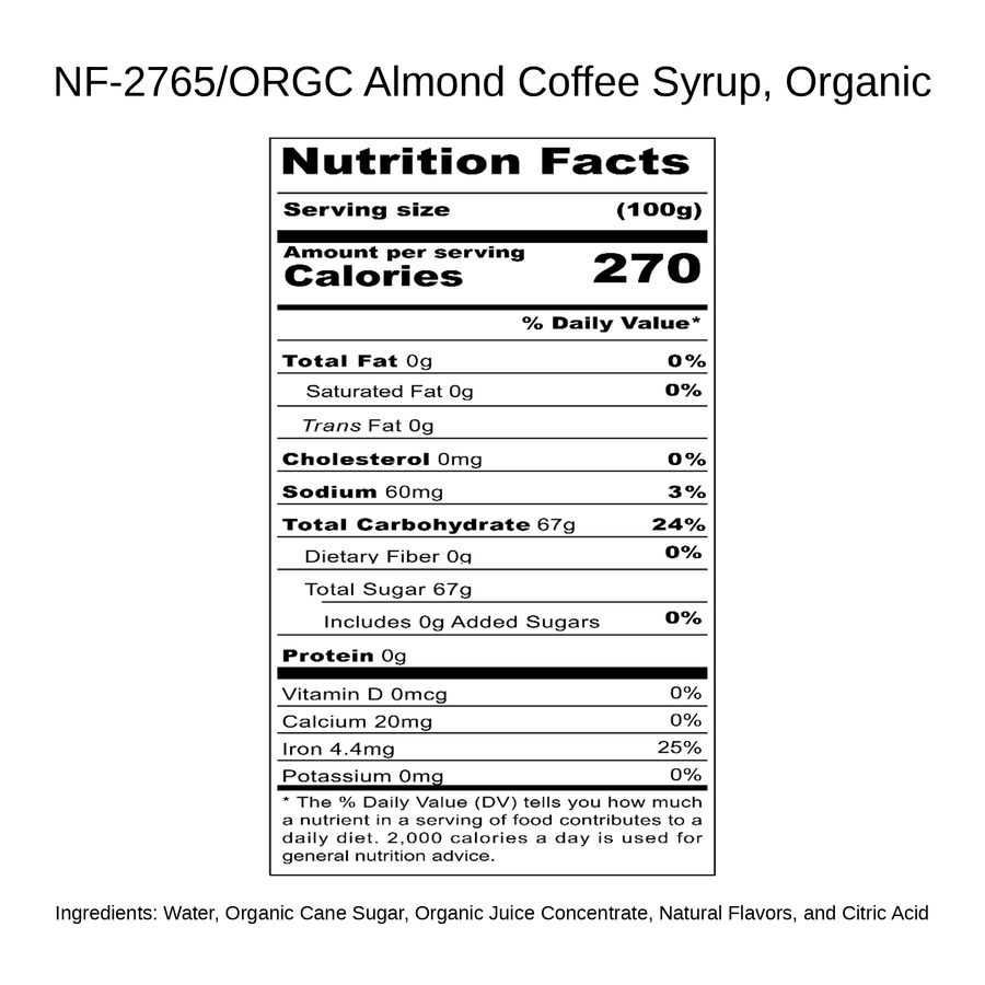 Almond Coffee Syrup, Organic