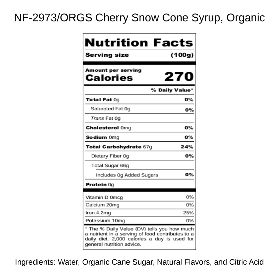 Cherry Snow Cone Syrup, Organic