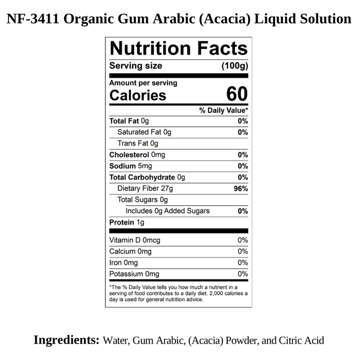 Organic Gum Arabic (Acacia) Liquid Solution