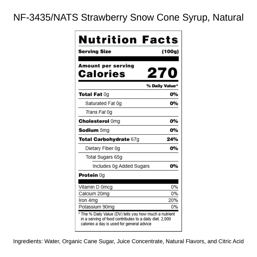 Strawberry Snow Cone Syrup, Natural