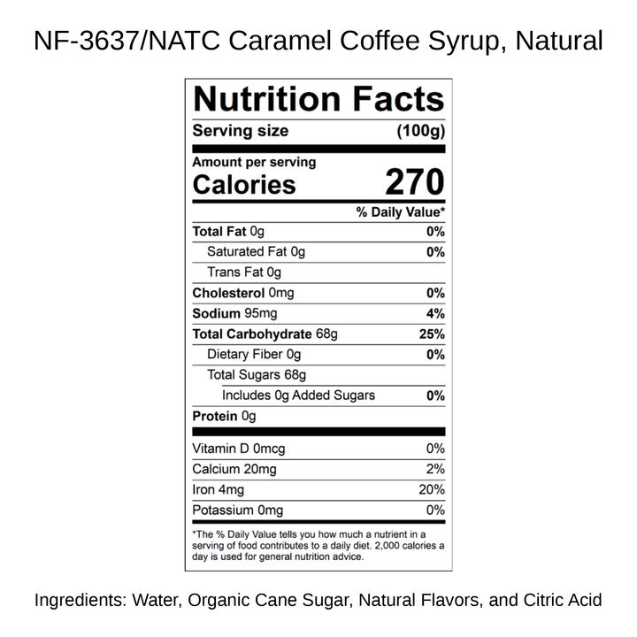 Caramel Coffee Syrup, Natural