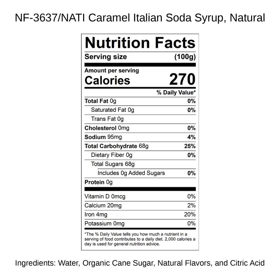 Caramel Italian Soda Syrup, Natural