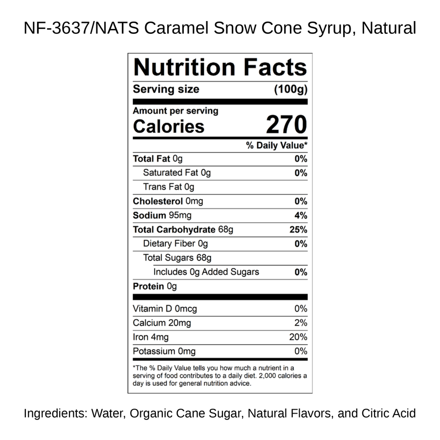 Caramel Snow Cone Syrup, Natural