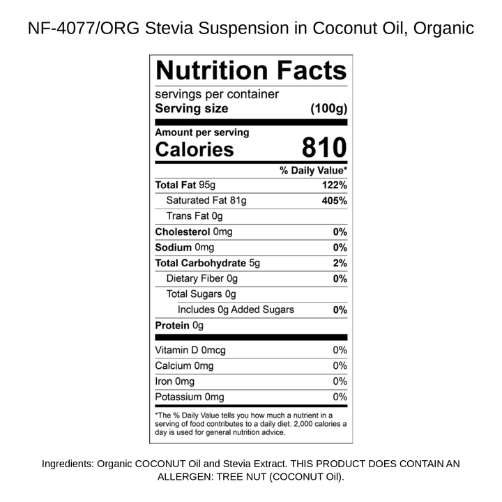 Stevia Suspension in Coconut Oil, Organic