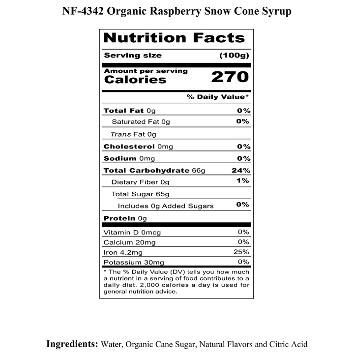 Raspberry Snow Cone Syrup, Organic
