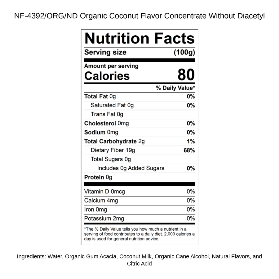 Organic Coconut Flavor Concentrate Without Diacetyl