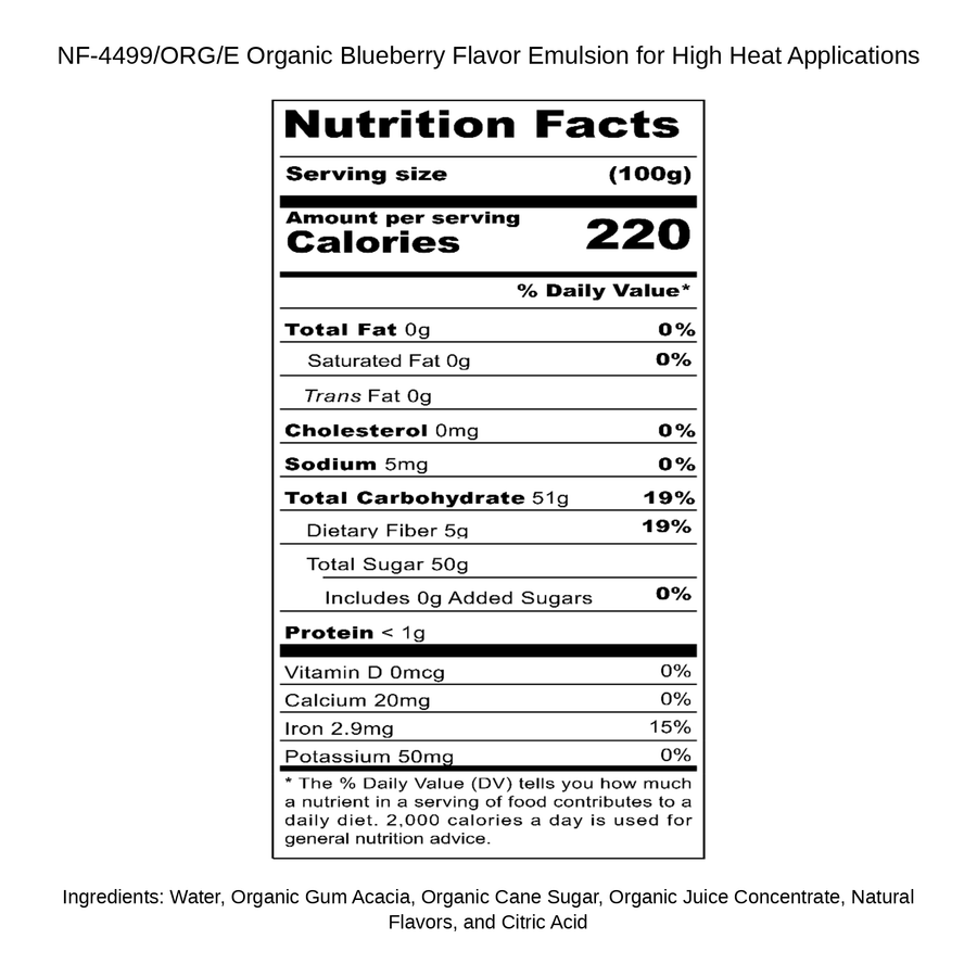 Organic Blueberry Flavor Emulsion for High Heat Applications