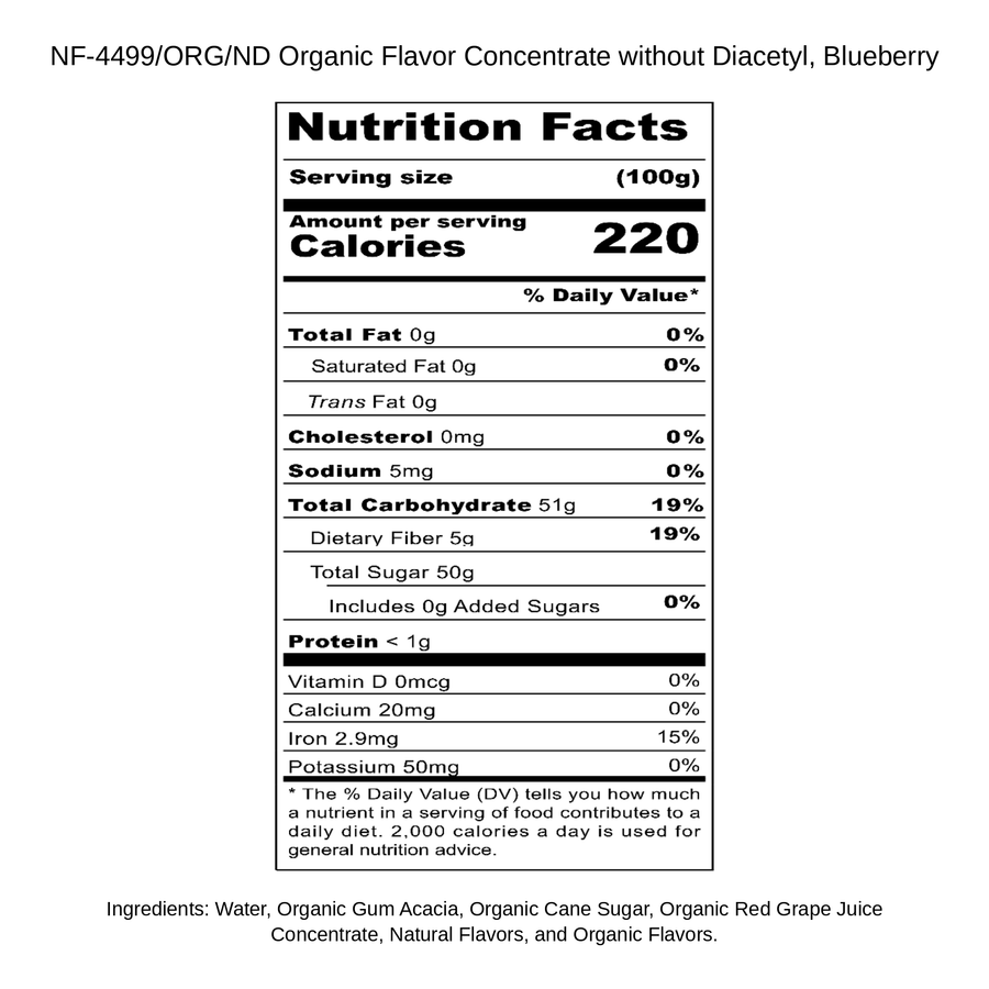 Organic Flavor Concentrate without Diacetyl, Blueberry