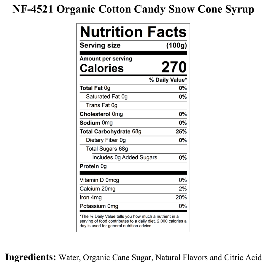 Cotton Candy Snow Cone Syrup, Organic