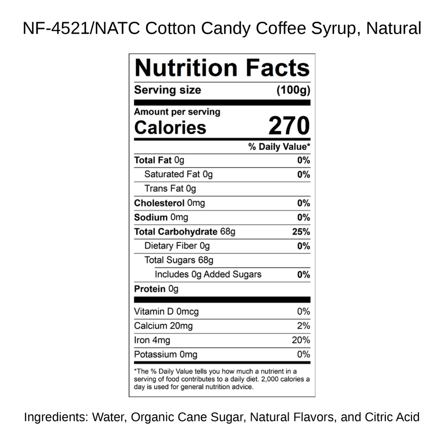 Cotton Candy Coffee Syrup, Natural