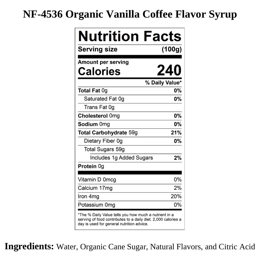 Organic Vanilla Syrup for Coffee