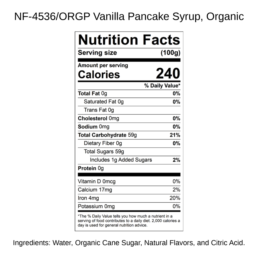 Vanilla Pancake Syrup, Organic