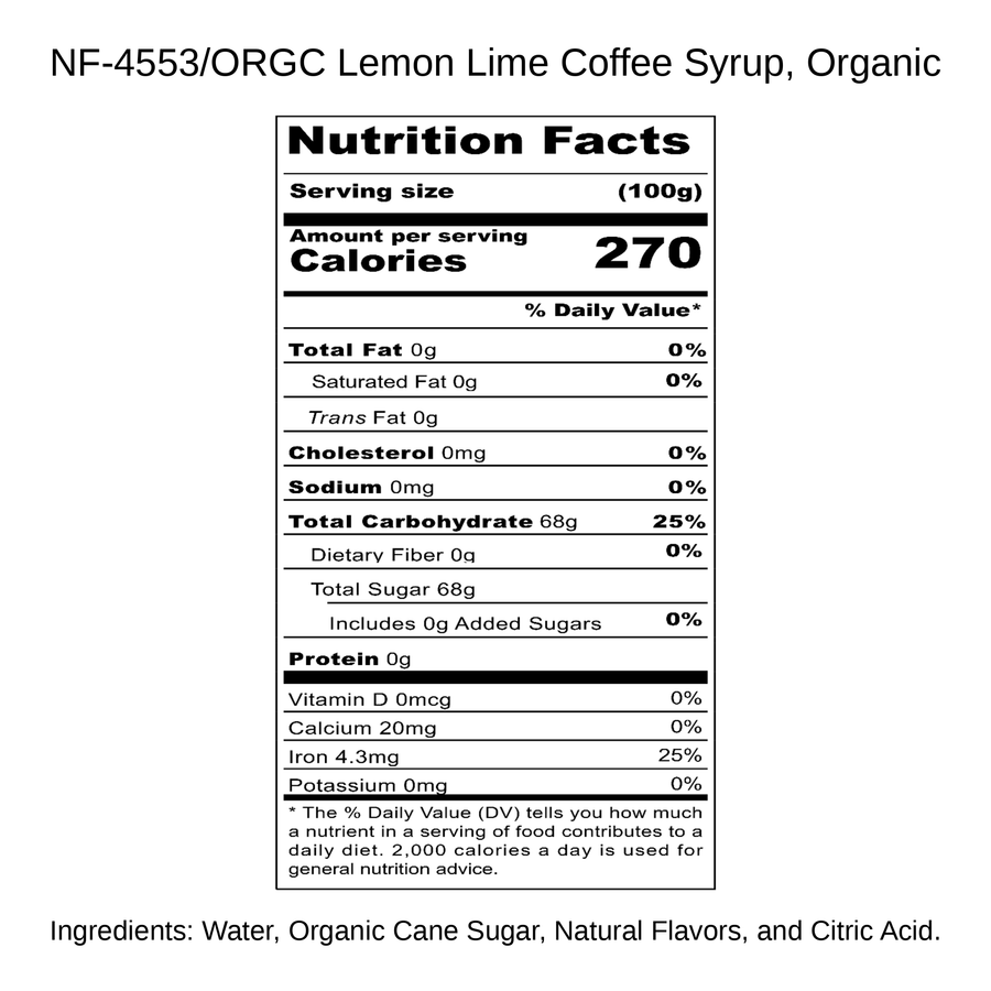 Lemon Lime Coffee Syrup, Organic