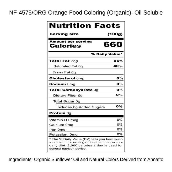 Orange Food Coloring (Organic), Oil-Soluble