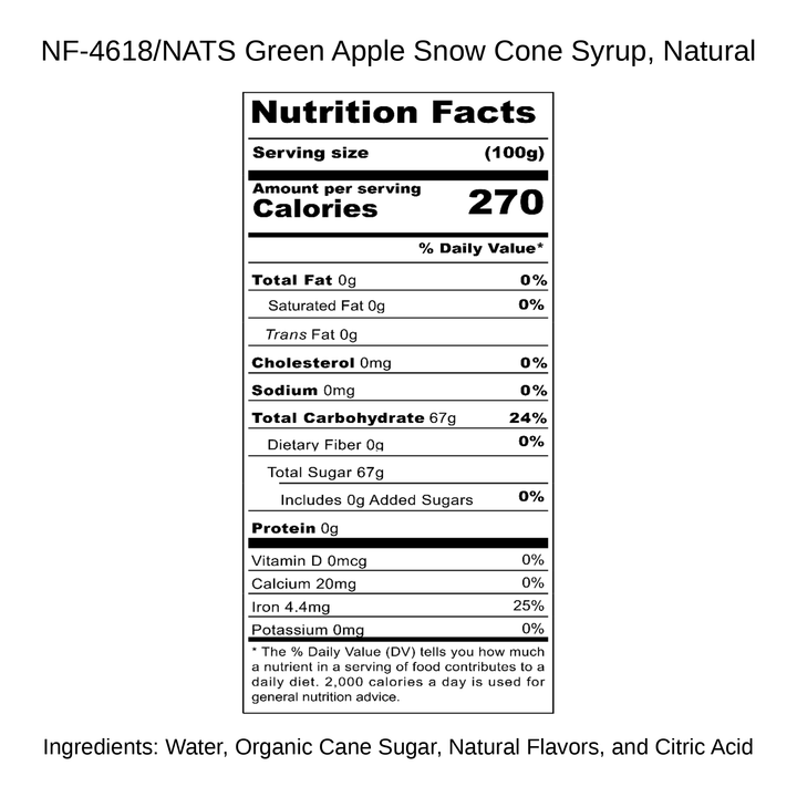 Green Apple Snow Cone Syrup, Natural