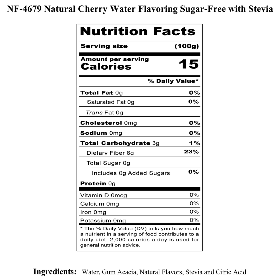 Cherry Water Flavoring, Sugar Free with Stevia