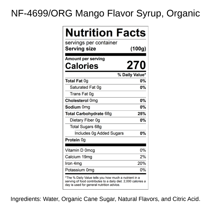 Mango Flavor Syrup, Organic
