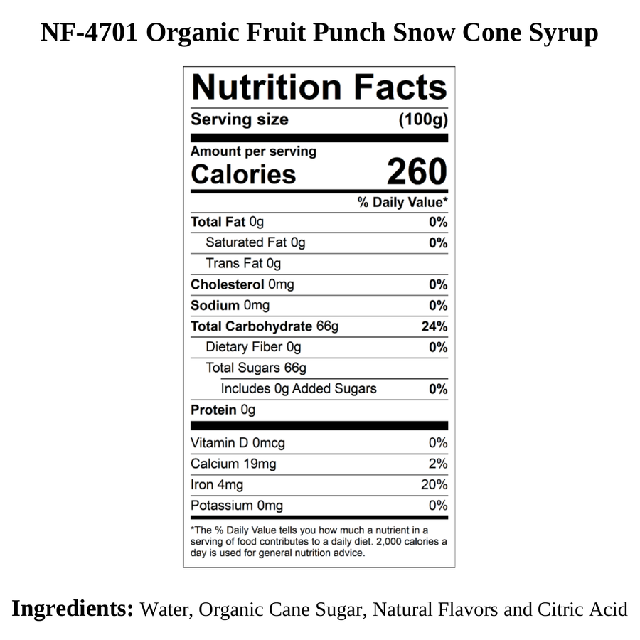 Fruit Punch Snow Cone Syrup, Organic