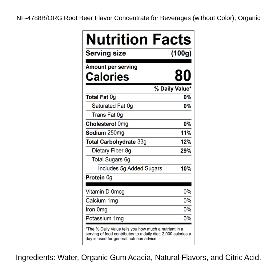 Root Beer Flavor Concentrate for Beverages (without Color), Organic