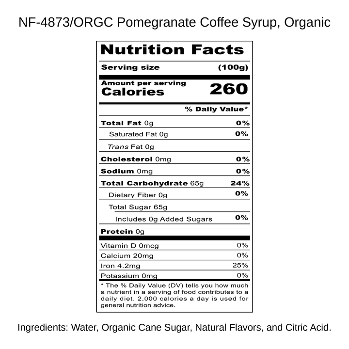 Pomegranate Coffee Syrup, Organic
