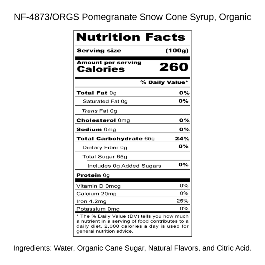 Pomegranate Snow Cone Syrup, Organic
