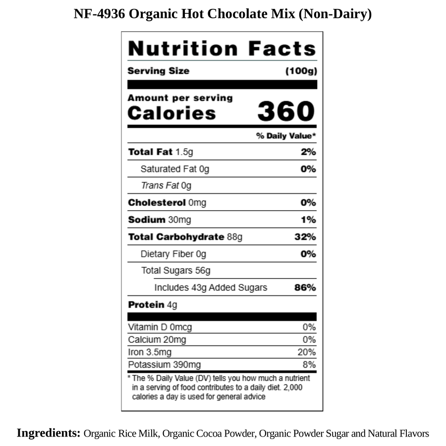 Organic Hot Chocolate Mix (Non Dairy)