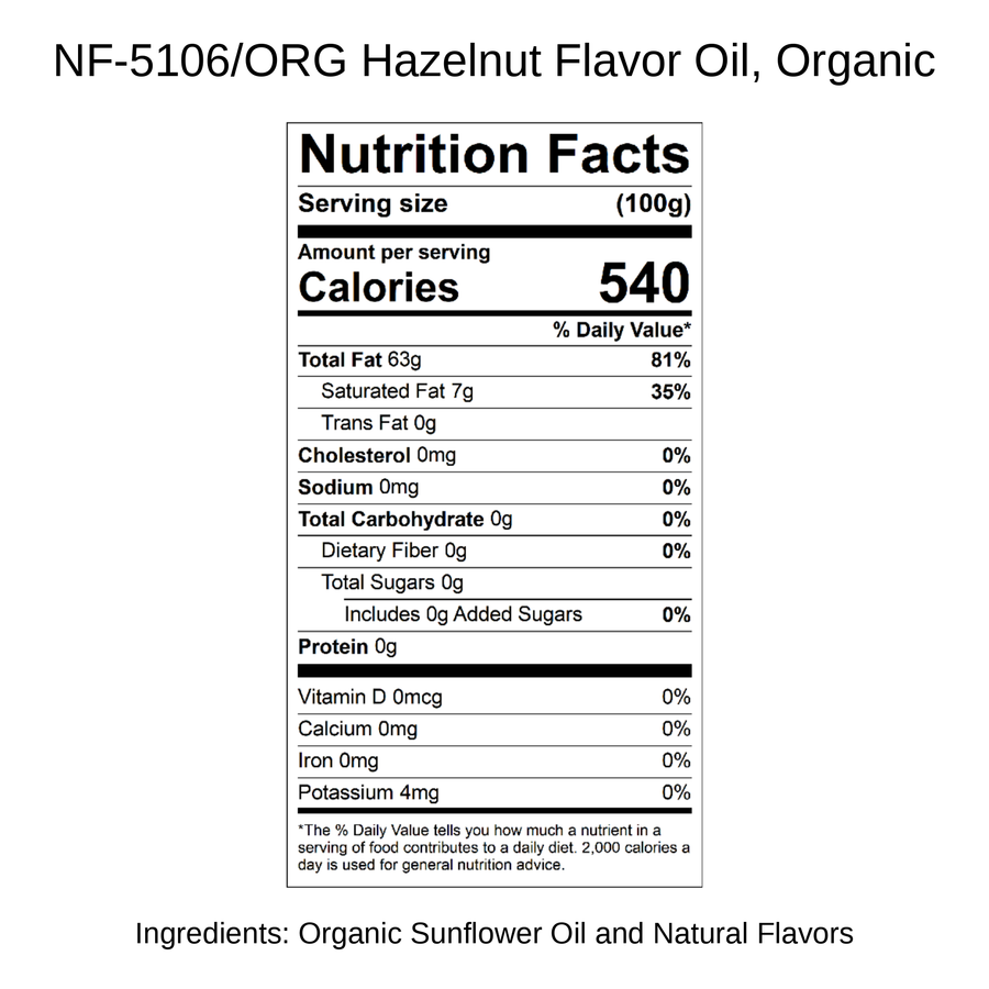 Hazelnut Flavor Oil, Organic