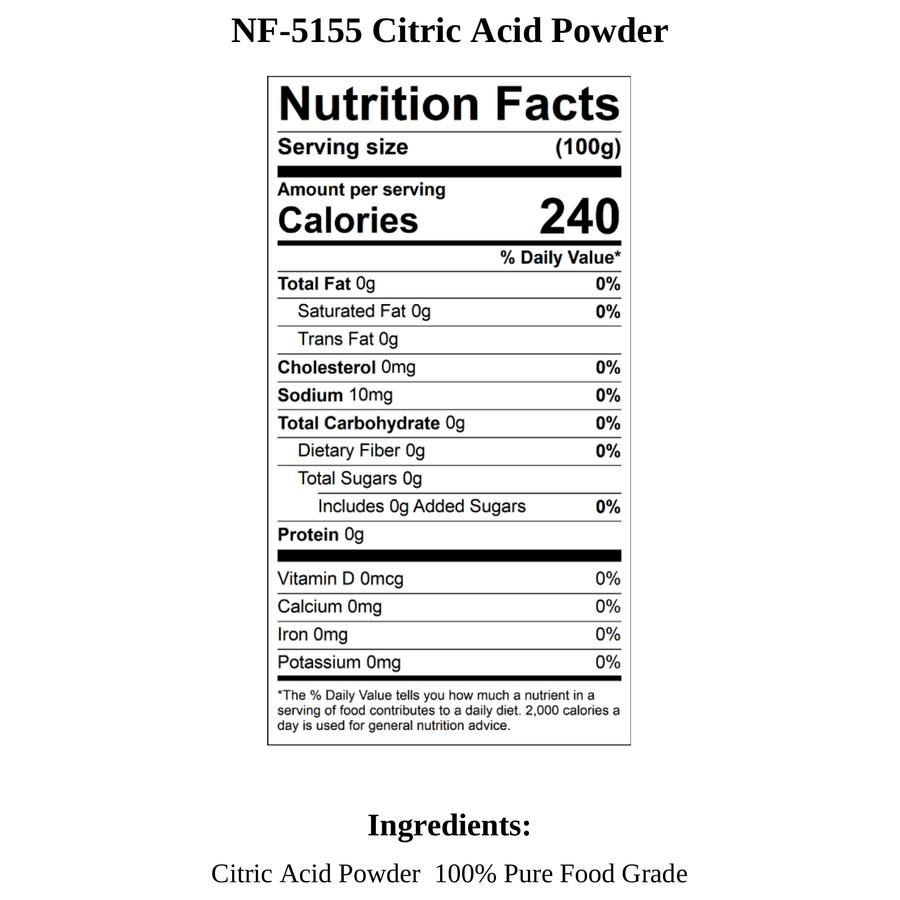 Citric Acid Powder: 100% Pure, Food-Grade