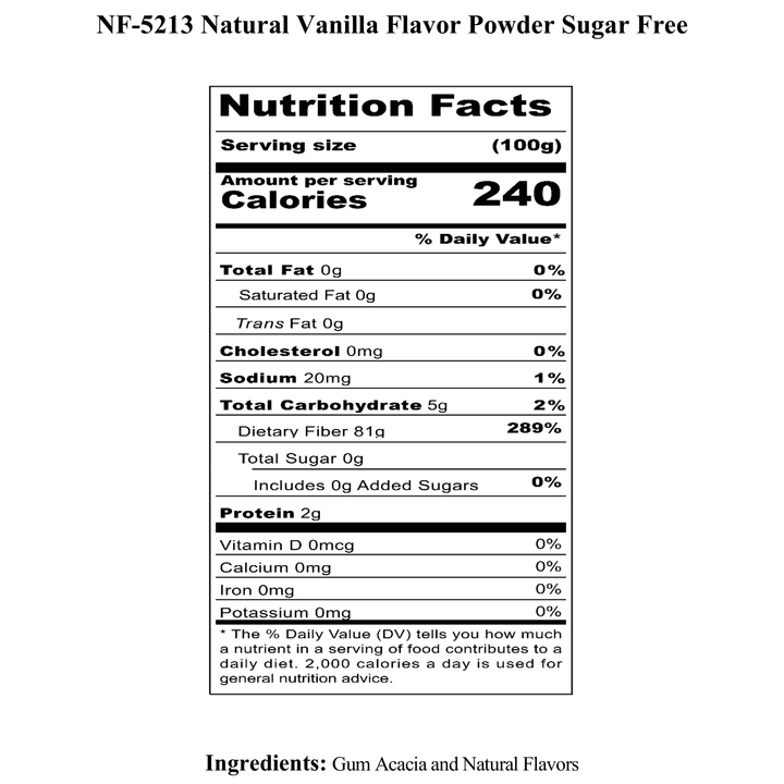 Sugar Free Vanilla Flavor Powder