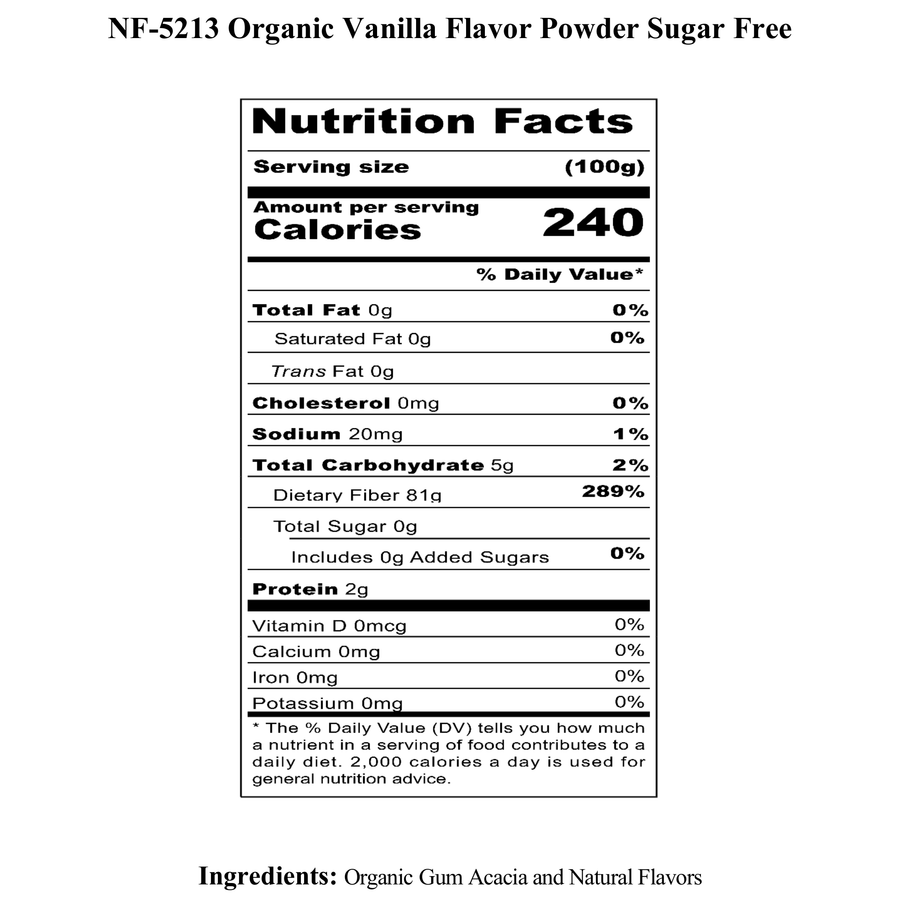 Vanilla Flavor Powder (Sugar-Free), Organic