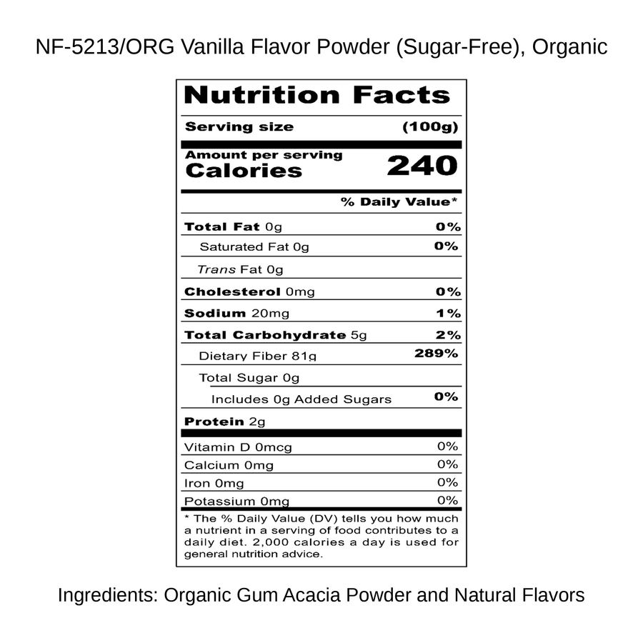 Vanilla Flavor Powder (Sugar-Free), Organic