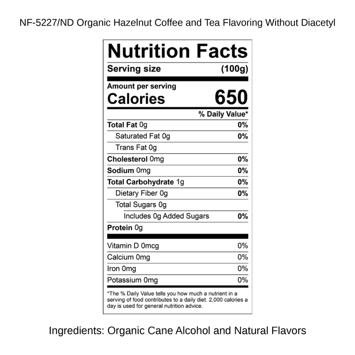 Organic Hazelnut Coffee and Tea Flavoring Without Diacetyl