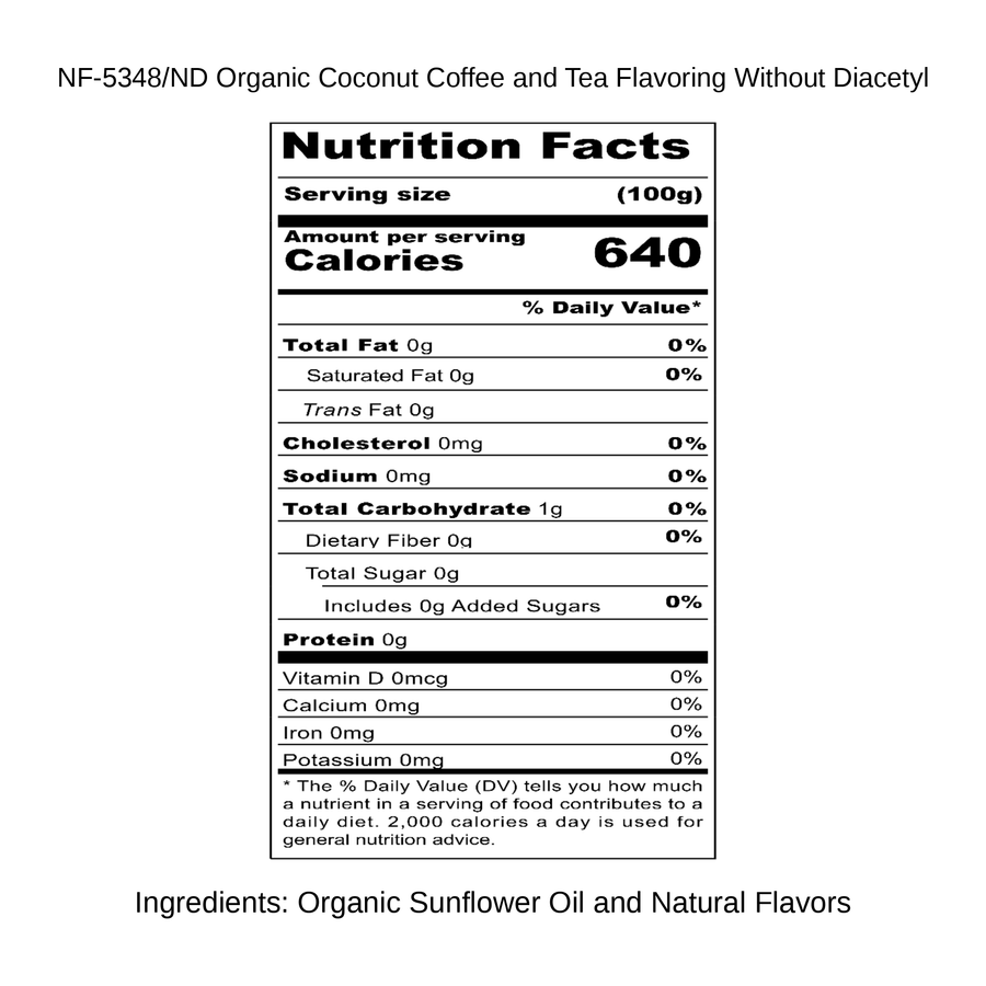 Organic Coconut Coffee and Tea Flavoring Without Diacetyl