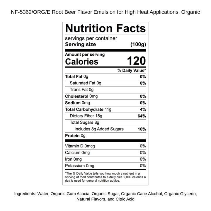 Root Beer Flavor Emulsion for High Heat Applications, Organic
