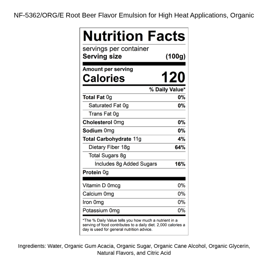 Root Beer Flavor Emulsion for High Heat Applications, Organic