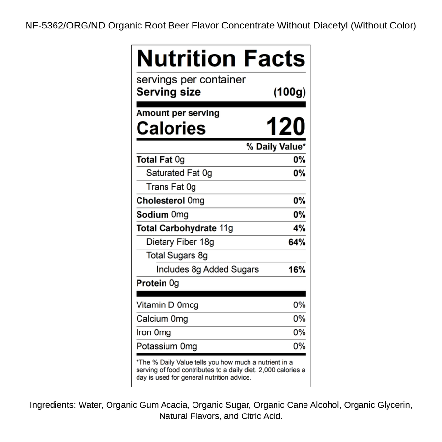 Organic Root Beer Flavor Concentrate Without Diacetyl (Without Color)