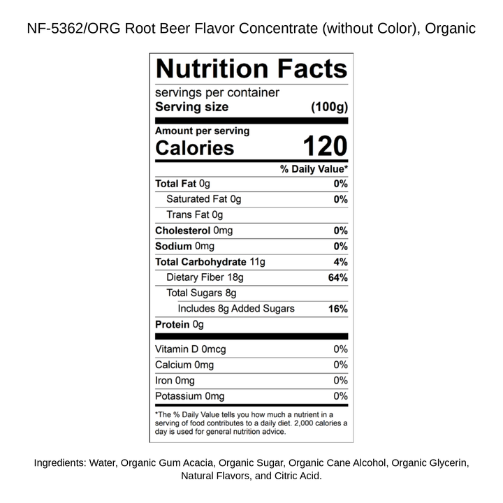 Root Beer Flavor Concentrate (without Color), Organic
