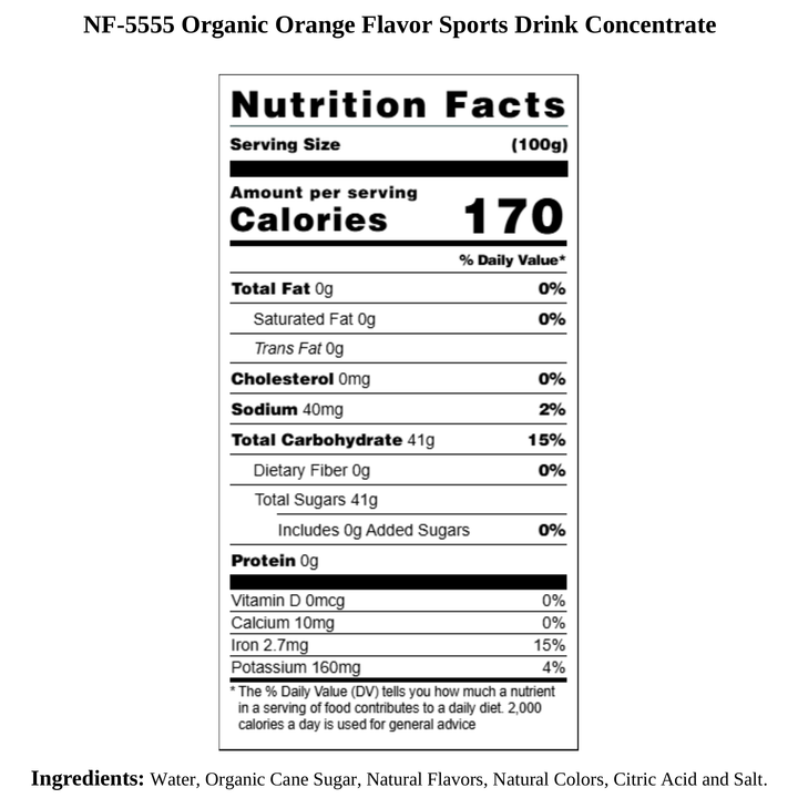 Organic Orange Flavor Sports Drink Concentrate