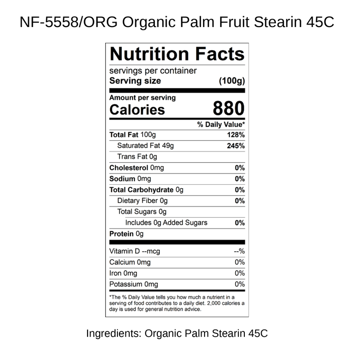 Organic Palm Fruit Stearin 45C