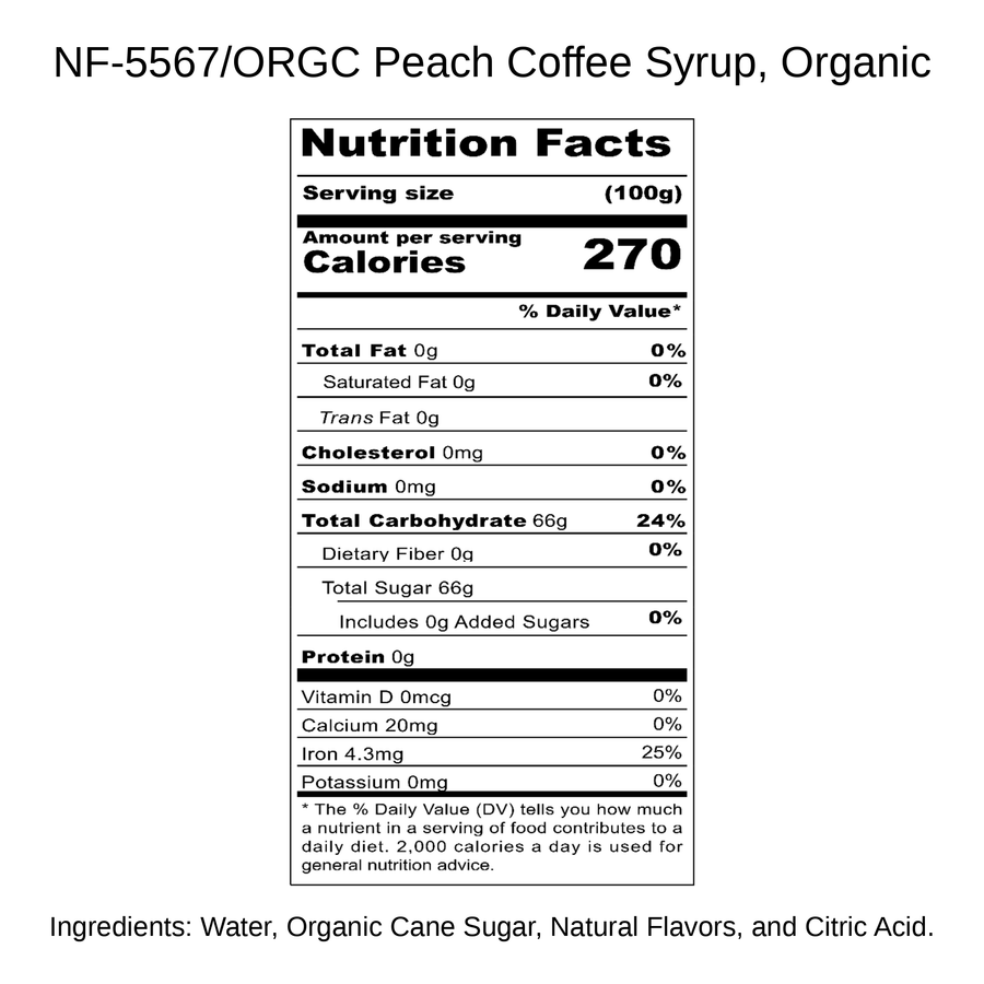 Peach Coffee Syrup, Organic